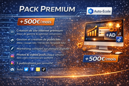 Pack premium site internet + marketing - auto écoles
